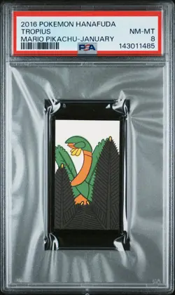 2016 POKEMON HANAFUDA MARIO PIKACHU JANUARY TROPIUS PSA 8 - Image 1
