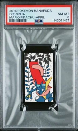 2016 POKEMON HANAFUDA MARIO PIKACHU APRIL GRENINJA PSA 8 - Image 1
