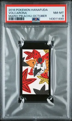 2016 POKEMON HANAFUDA MARIO PIKACHU OCTOBER VOLCARONA PSA 8 - Image 1