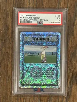 2002 pokemon breeder REVERSE FOIL legendary collection PSA 5🔥 - Image 1