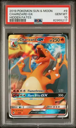 2019 Pokemon Sun & Moon Hidden Fates Charizard GX #9/68 PSA 10 Gem Mint - Image 1