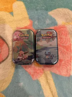 Pokemon TCG 2019 Kanto Friends Mini Tins Eevee & Squirtle Factory Sealed - Image 1
