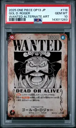 2025 ONE PIECE JAPANESE OP13-CARRYING ON HIS WILL #118 GOL D. ROGER PSA 10 - Image 1