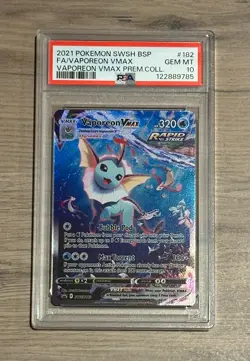 PSA 10 Vaporeon VMAX SWSH182 Full Art Black Star Promo Pokemon Card NEW CERT - Image 1