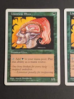 MTG Card - 2x Llanwar Elves - Fourth Edition + Anthologies - LP/MP Vintage Magic - Image 4