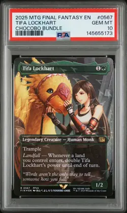 2025 MTG FINAL FANTASY CHOCOBO TRACK FOIL R INSERT TIFA LOCKHART PSA 10 - Image 1