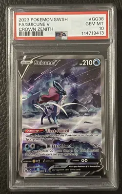 PSA 10 Suicune V #GG38/GG70 Pokemon SwSh: Crown Zenith: Galarian Gallery 2023 - Image 1