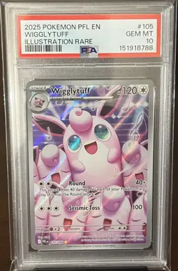2025 POKEMON PFL EN-PHANTASMAL FLAMES ILLUSTRATION RARE #105 WIGGLYTUFF PSA 10 - Image 1