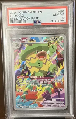 2025 Pokemon Pfl En-Phantasmal Flames #095 Ludicolo Illustration Rare PSA 10 - Image 1