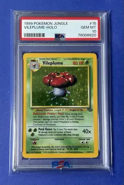 1999 Pokemon Jungle Vileplume Holo #15 PSA 10 GEM MT - Image 1