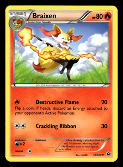 Pokemon TCG Braixen Fates Collide 12/124 Regular Uncommon NM - Image 1