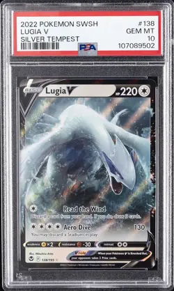 2022 POKEMON SWORD & SHIELD SILVER TEMPEST #138 LUGIA V PSA 10 - Image 1