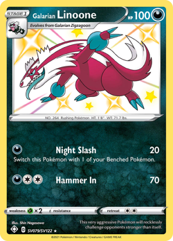 Galarian Linoone SV079/SV122 Shiny Rare Shining Fates Shiny Vault Pokemon NM - Image 1