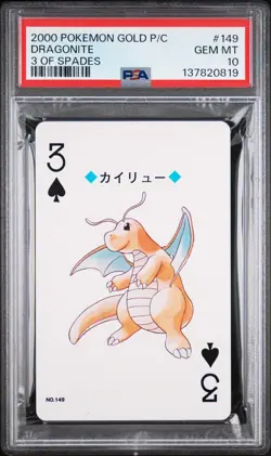 2000 POKEMON GOLD VERSION PLAYING CARDS 3 OF SPADES #149 DRAGONITE PSA 10 - Image 1