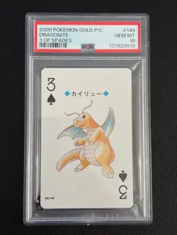 2000 POKEMON GOLD VERSION PLAYING CARDS 3 OF SPADES #149 DRAGONITE PSA 10 - Image 3