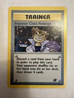 Imposter Oak's Revenge 76/82 Team Rocket Rare Vintage Pokemon Card Professor - Image 1