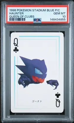 1998 POKEMON STADIUM BLUE VERSION PLAYING CARDS QUEEN OF CLUBS HAUNTER PSA 10 - Image 1