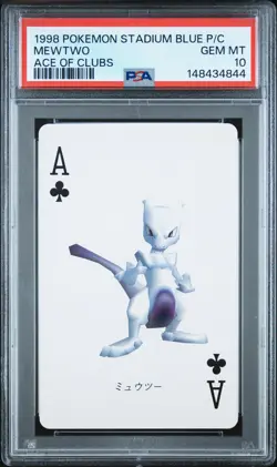 1998 POKEMON STADIUM BLUE VERSION PLAYING CARDS ACE OF CLUBS MEWTWO PSA 10 - Image 1