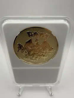 Pokemon Blastoise Embossed Metal Commemorative Coin Gold Blue TCG Collectible - Image 3