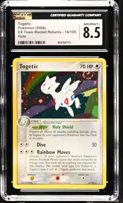 Togetic 14/109 Holo Rare Pokemon TCG Team Rocket 2004 Swirl VTG English CGC 8.5 - Image 2