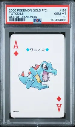 2000 POKEMON GOLD VERSION PLAYING CARDS ACE OF DIAMONDS #158 TOTODILE PSA 10 - Image 1