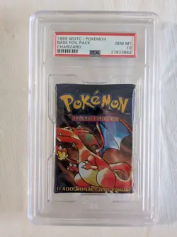 PSA 10 Pokemon Base Set Booster Pack Charizard WOTC 1999 Short Crimp - Image 1