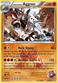Team Magma's Aggron 14/34 Holo Rare Double Crisis Pokemon Holo Moderately Played - Image 1
