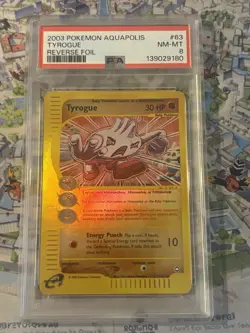 2003 Pokemon Aquapolis Tyrogue Rev Foil #63 PSA 8 NM-MT Cert# 139029180 - Image 1