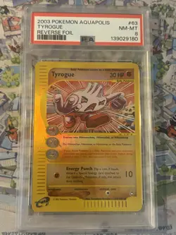 2003 Pokemon Aquapolis Tyrogue Rev Foil #63 PSA 8 NM-MT Cert# 139029180 - Image 2