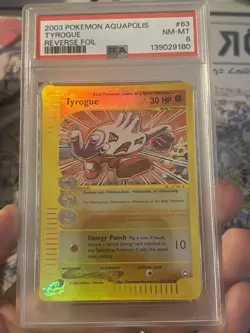2003 Pokemon Aquapolis Tyrogue Rev Foil #63 PSA 8 NM-MT Cert# 139029180 - Image 5