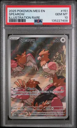 Spearow Illustration Rare Pokemon Meg En-Mega Evolution 151/132 PSA 10 - Image 1