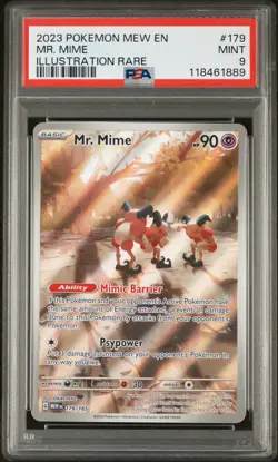 Mr. Mime Illustration Rare Pokemon Mew En-151 179/165 PSA 9 - Image 1