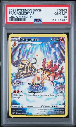 2023 POKEMON SWORD & SHIELD CROWN ZENITH #GG03 FULL ART/MAGMORTAR PSA 10 - Image 1
