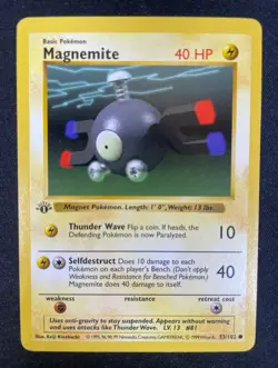 Pokemon Card: 1st Edition Magnemite Base Common (EX) - Image 1
