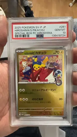 Pokemon Hiroshima's Pikachu PM Center Special Bx JPN Holo Promo 261/SV-P PSA 10 - Image 1