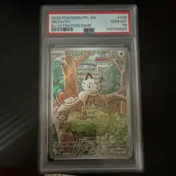 Pokemon Meowth 106/094 Illustration Rare Holo PSA 10 Phantasmal Flames 2025 - Image 1