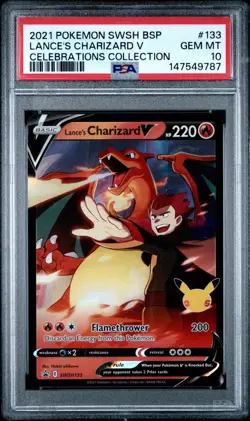 PSA 10 LANCE'S CHARIZARD V SWSH133 BLACK STAR PROMO CELEBRATIONS POKEMON 🔥 - Image 1