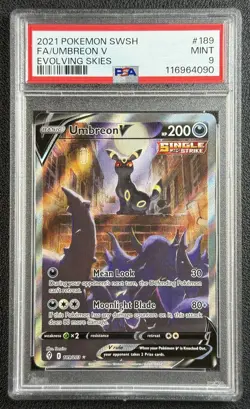 UMBREON V PSA 9 2021 POKEMON SWORD & SHIELD SWSH EVOLVING SKIES #189/203 4090 - Image 1