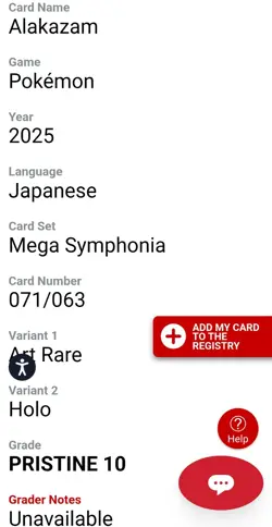 👑⭐ Alakazam Mega Holo Certified Original 071/063 Art Rare Pristine 10 Pokemon ✨ - Image 2