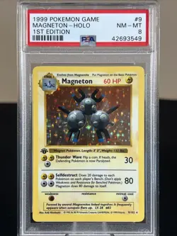 1999 POKEMON GAME #9 MAGNETON-HOLO 1ST EDITION SHADOWLESS PSA 8 NM-MT - Image 1