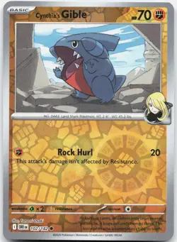 Cynthia's Gible 102/182 Reverse Holo Common Destined Rivals Pokemon Near Mint - Image 1