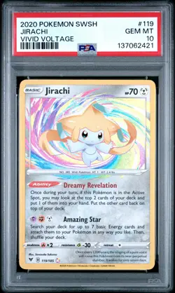 2020 POKEMON SWORD & SHIELD VIVID VOLTAGE #119 JIRACHI PSA 10 - Image 1