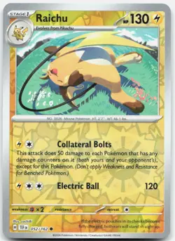 Raichu 052/162 Common Temporal Forces Pokemon Reverse Holo Near Mint - Image 1