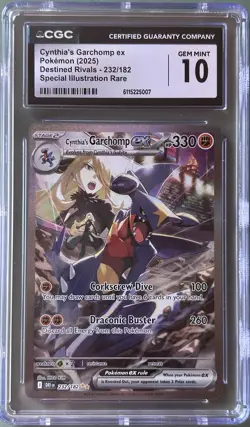 CGC 10 Cynthia's Garchomp ex 232/182 Holo SIR Destined Rivals Pokemon Card - Image 1
