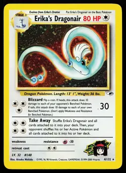 Erika's Dragonair 4/132 Unlimited Holo Rare Gym Heroes Pokemon Card - Image 1
