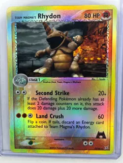 Pokemon Card - Team Magma's Rhydon 22/95 Team Magma vs Team Aqua Reverse Holo - Image 1