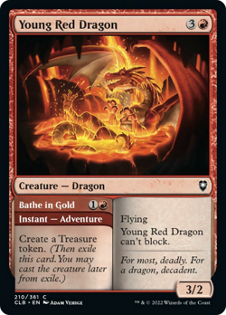 Young Red Dragon / Bathe in Gold FOIL CMDR Legends Baldurs Gate NM - Image 1