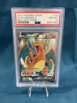 Charizard V PSA 10 Full Art 153/172 Swsh09: Brilliant Stars Pokemon TCG Holo - Image 1