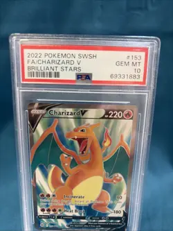 Charizard V PSA 10 Full Art 153/172 Swsh09: Brilliant Stars Pokemon TCG Holo - Image 3
