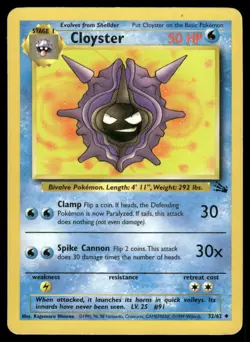 CLOYSTER 32/62 UNCOMMON FOSSIL POKEMON LP - Image 2